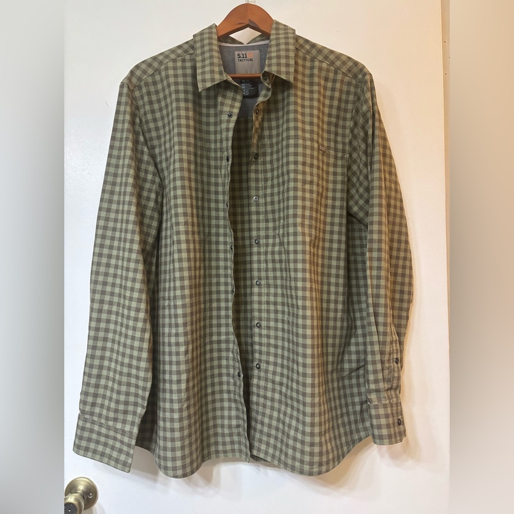 5.11 Tactical Olive and Brown Checkered Shirt Size L